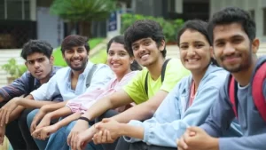Group of students discussing options for direct admission in Amity Noida campus